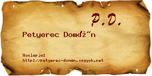 Petyerec Domán névjegykártya